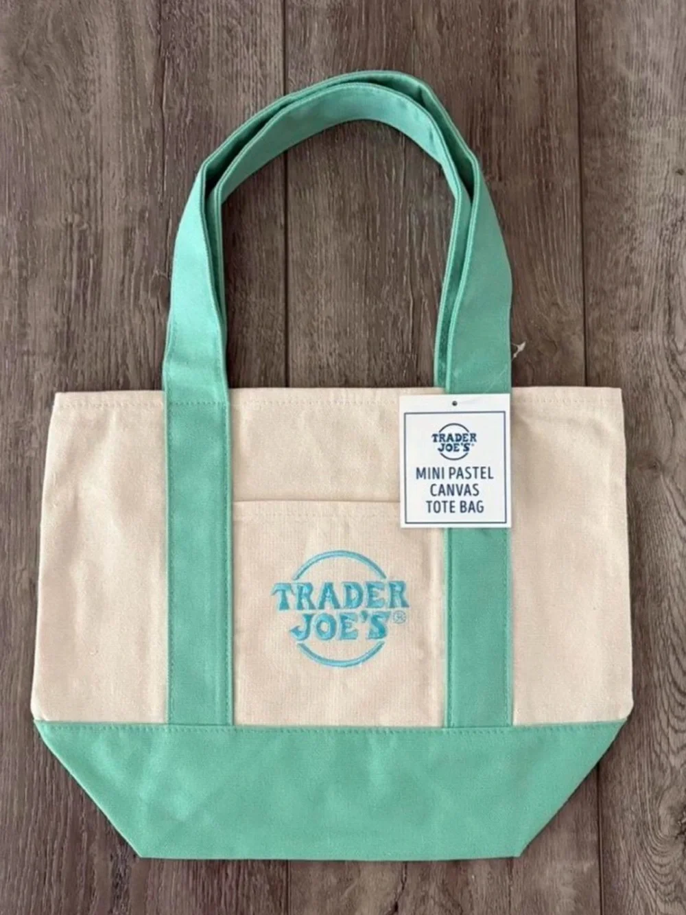 Mini Pastel Trader Joe’s Canvas Tote Bag - Pink, Lavender, Mint, Aqua - Picture 5 of 5